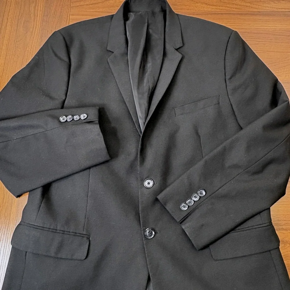 Calvin Klein Blazer Mens XL Black Infinite Slim Fit Two Button Sport Coat Sleek